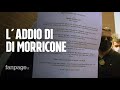 Roma, l'addio di Ennio Morricone alla moglie: "A lei va il più doloroso addio"