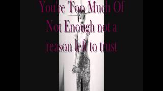 Porcelain Black - Too Much Of Not Enough lyric video