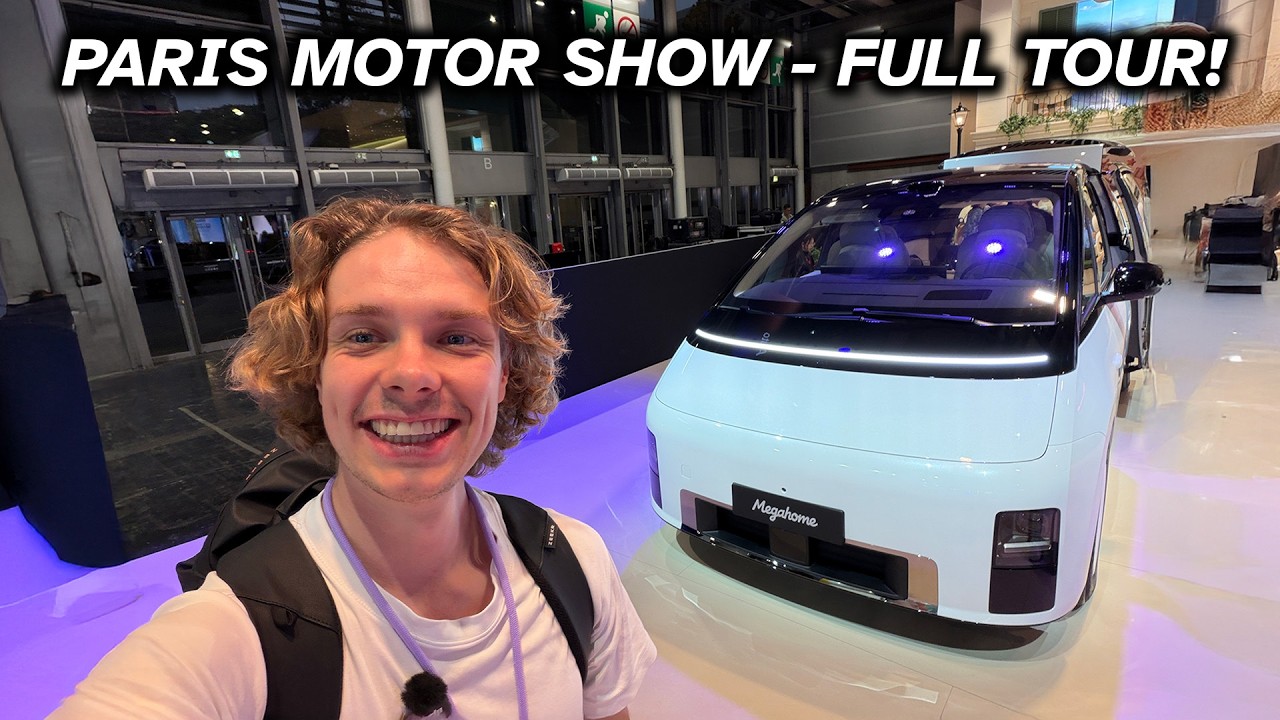 Electric cars on display at the Paris Motor Show