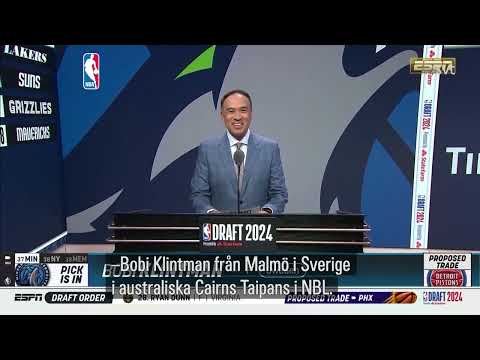 Bobi Klintman draftad som nummer 37 i årets NBA-draft