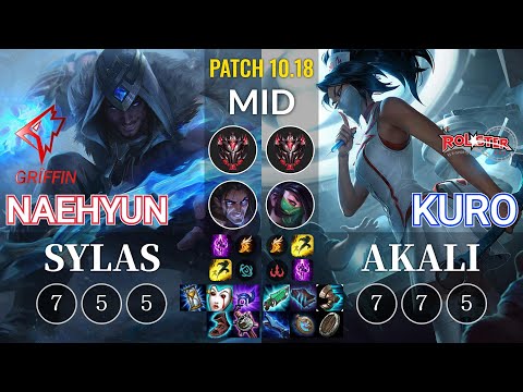GRF Naehyun Sylas vs KT Kuro Akali Mid - KR Patch 10.18