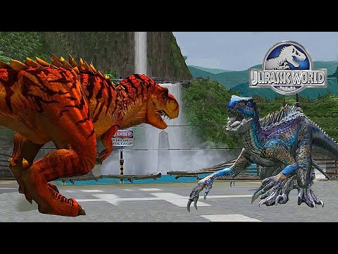 INDORAPTOR GEN 2 VS TYRANNOSAURUS REX - BATTLE || JURASSIC WORLD THE GAME