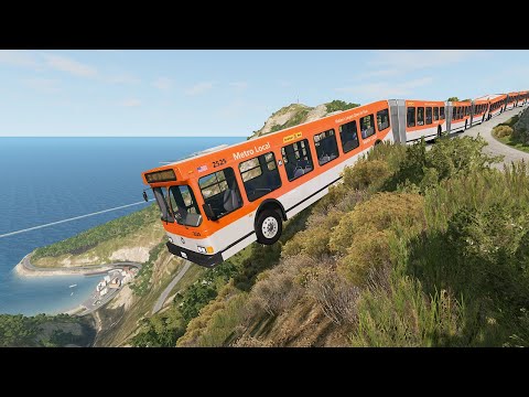 Long Articulated Bus Crashes #2 - Beamng Drive