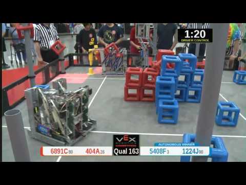 2015 VRC Tech Q163 - 6891C 404A vs 5408F 1224J - 69 to 78 - VEX Worlds 2015 - Technology Division