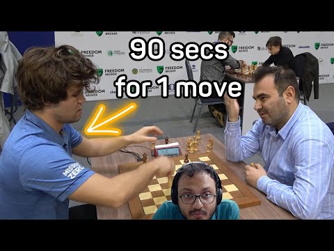Carlsen thinks for 90 seconds out 180 for 1 move | Magnus vs Mamedyarov | Commentary by Sagar