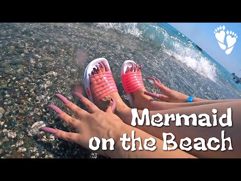 Mermaid on the beach 🧜‍♀️ Long nail and toenails