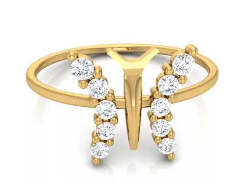 Butterfly design 14k gold diamond engagement rings