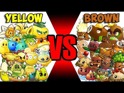 All Plants Team YELLOW vs BROWN Battlez - Who Will Win? - Pvz 2 Team Plant Vs Team Plant