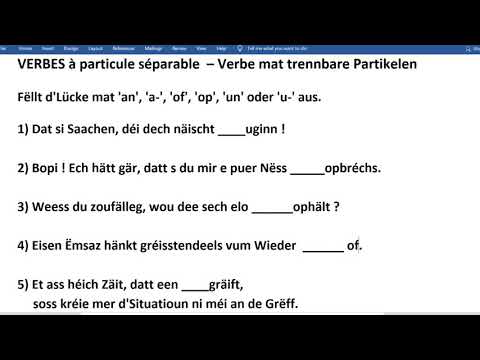 V354: trennbar Verben - à particule séparable