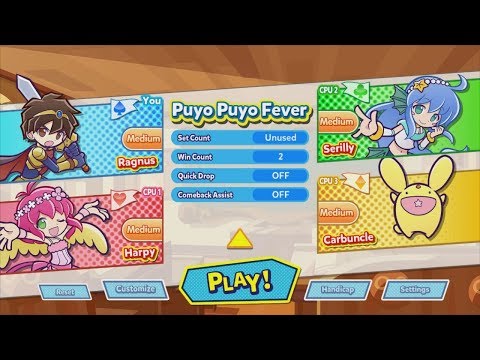 Puyo Puyo Champions - Solo Mode Match - Ragnus VS. Harpy VS. Serilly VS. Carbuncle