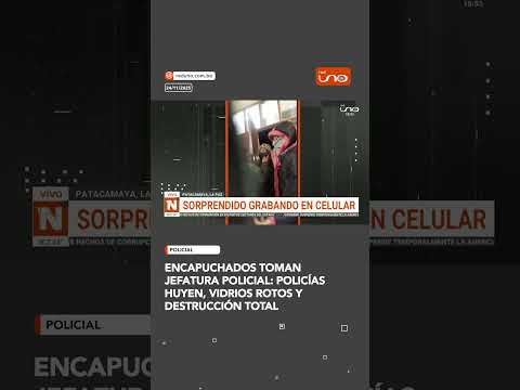 Encapuchados toman jefatura policial: policías huyen, vidrios rotos y destrucción total