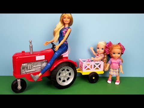 Farm and tent ! Elsa and Anna toddlers camping - Barbie is the farmer - shopping