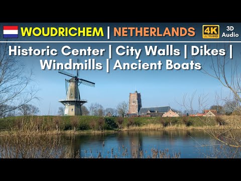 4K City Walk: NETHERLANDS | Woudrichem | Historic | City Walls | Windmills | Ancient Boats | Dikes