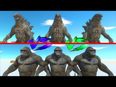 3vs3 | GODZILLA 2021 vs KING KONG - Animal Revolt Battle Simulator