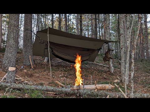 Camping in a Hammock & Cooking over Fire