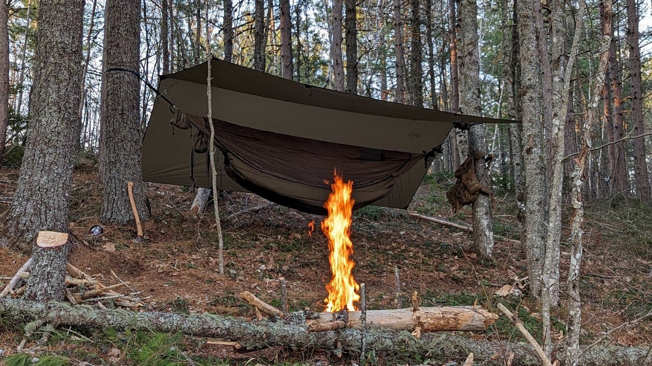 Camping in a Hammock & Cooking over Fire