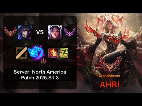 Ahri Mid vs Irelia - NA GrandMaster - Patch 25.S1.3