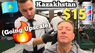 💈$15 INSANE 🔥Hot Fire Razor Shave in Almaty, Kazakhstan! 🇰🇿 (Arbat Street Barbershop & Craft Beer)
