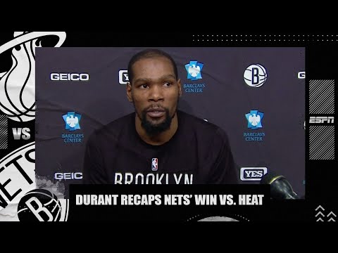 杜蘭特對籃網對陣熱火的比賽有什麼反應? (Kevin Durant reacts to Nets’ win vs. Heat | NBA on ESPN)