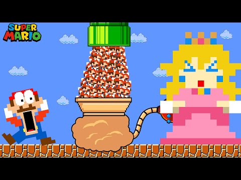 Super Mario Bros. but Mario and 999 Tiny Mario get INSIDE Giant Peach | Game Animation