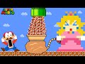 Super Mario Bros But Mario And 999 Tiny Mario Get INSIDE Giant Peach Game Animation