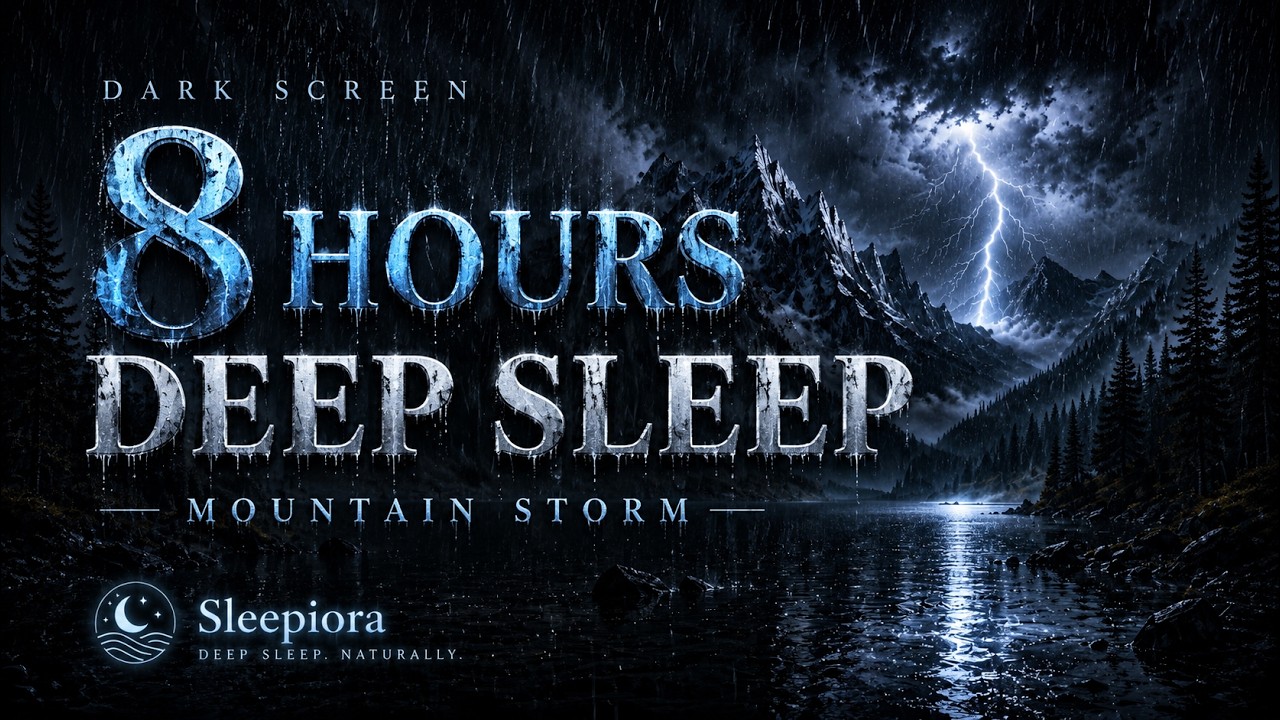 Dark Screen Rain — Mountain Storm | 8 Hours | No Ads