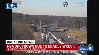 I-24 West shut down after fatal crash near Briley Parkway in Nashville