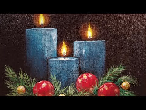 Christmas Candles LIVE Acrylic Painting Tutorial