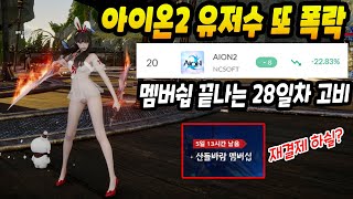 아이온2 유저수 또 폭락했네.. 멤버쉽 끝나는 날이 고비