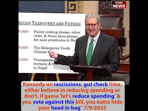 Kennedy on rescissions: gut check time. if vote against this bill, you outta hide your head in bag