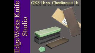 ZDP-189 vs. Cheefarcuut Vitrified 1k vs. GKS Resin bonded 1k stone | Yoshida Hamono Bunka Black