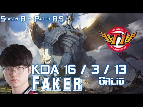 SKT T1 Faker GALIO vs AHRI Mid - Patch 8.9 KR Ranked