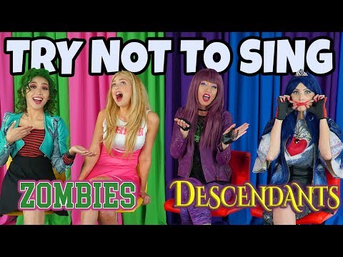 ZOMBIES VS DESCENDANTS TRY NOT TO SING ALONG DISNEY SONGS CHALLENGE (Totally TV Parody Characters)