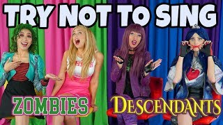 ZOMBIES VS DESCENDANTS TRY NOT TO SING ALONG DISNEY SONGS CHALLENGE (Totally TV Dress Up Characters)