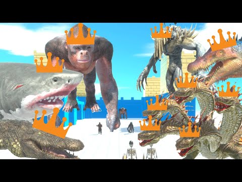 KING GORO + MEGALODON + PURUSAURUS VS KING SCOURGE + SPINO + HYDRA - ARBS