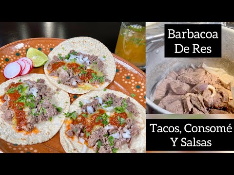 BARBACOA DE RES PARA NEGOCIO ESTILO MICHOACAN / RECETA FÁCIL DE BARBACOA CON TACOS, CONSOME Y SALSAS