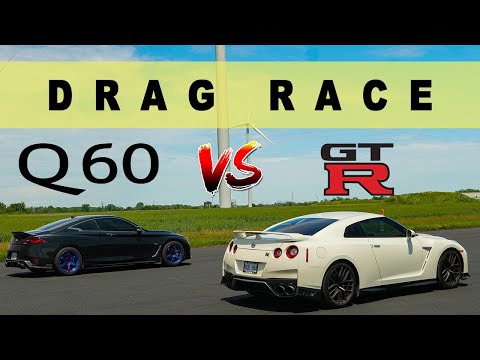 Tuned Infiniti Q60S takes on big brother Nissan GTR R35, can it win? Drag and Roll Race.