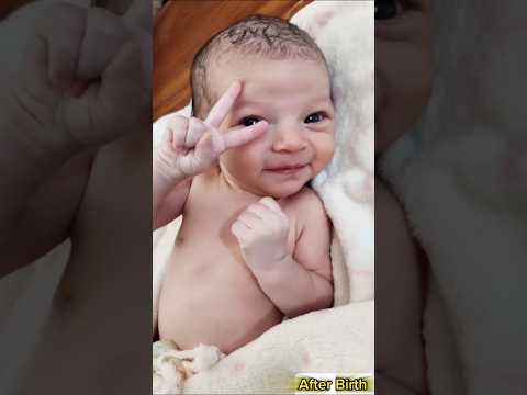 Wonderful Reaction and Cute Smile of Beautiful Newborn Baby @AfterBirth