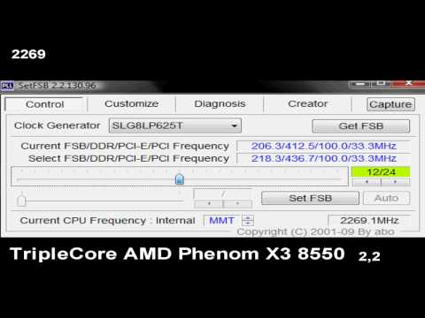 AMD Phenom X3 8550 OverClocking With setFSB [HD]