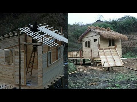 Amazing Fastest Wooden House Build Skills - Extreme Intelligent Log House Building Process