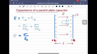 Derivation of expression for capacitance of a parallel plate capacitor - class 12 physics