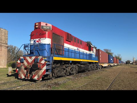 [4K] Colorido tren de contenedores de NCA con la ALCo RSD16 8226 pasando por Marcos Juárez!!!!!!