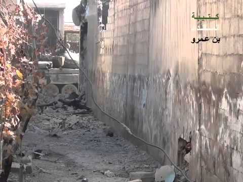 تدمير دبابة بعد استهدفها من قبل كتيبة المقداد بن عمرو في مدينة داريا في محافظة ريف دمشق