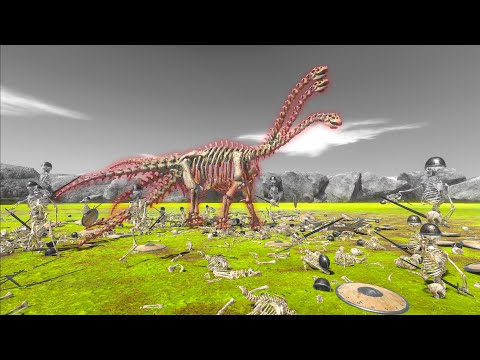 9 Tails Dinosaur VS 100 Skeleton Warriors | Animal Revolt Battle Simalator
