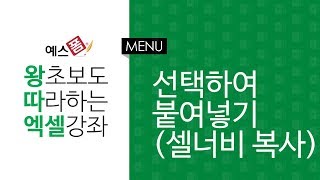 [예스폼 엑셀강좌] 왕따엑셀 메뉴 / 43. 선택하여 붙여넣기(열 너비 복사)