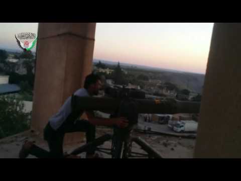 استهداف تركس لتنظيم داعش بصاروخ تاو من قبل قوات شباب السنة على جبهة حيط في حوض اليرموك