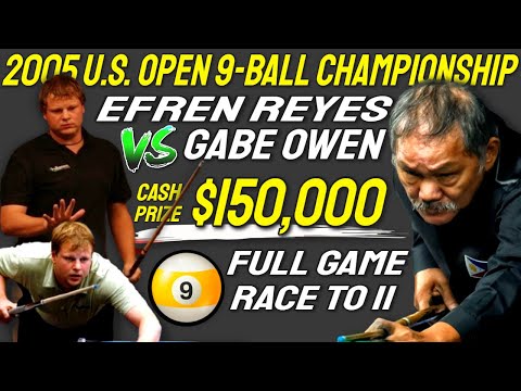 Unbelievable Shots of Efren Reyes vs Gabe Owen at the 2005 US Open 9-Ball Championship @ $150K