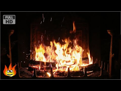 Crackling Fireplace with Thunder, Rain and Howling Wind Sounds (HD)