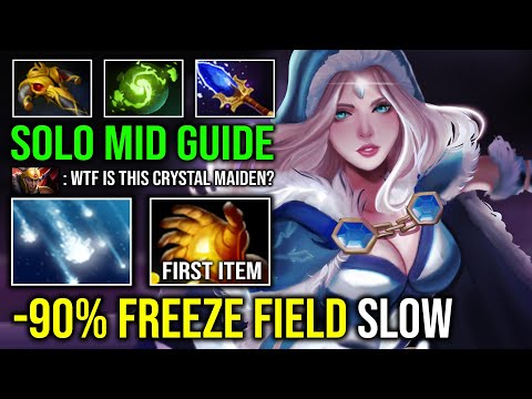 WTF -90% FREEZE FIELD SLOW First Item Midas Annoying Root Frostbite Solo Mid Crystal Maiden Dota 2