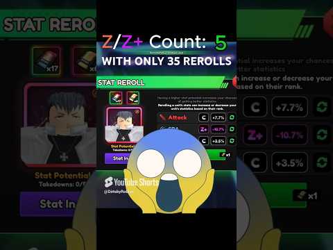 CRAZY LUCK With only 34 stat rerolls in Anime Vanguards #shorts #roblox #gaming #animevanguards